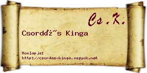 Csordás Kinga névjegykártya