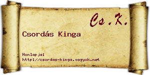 Csordás Kinga névjegykártya